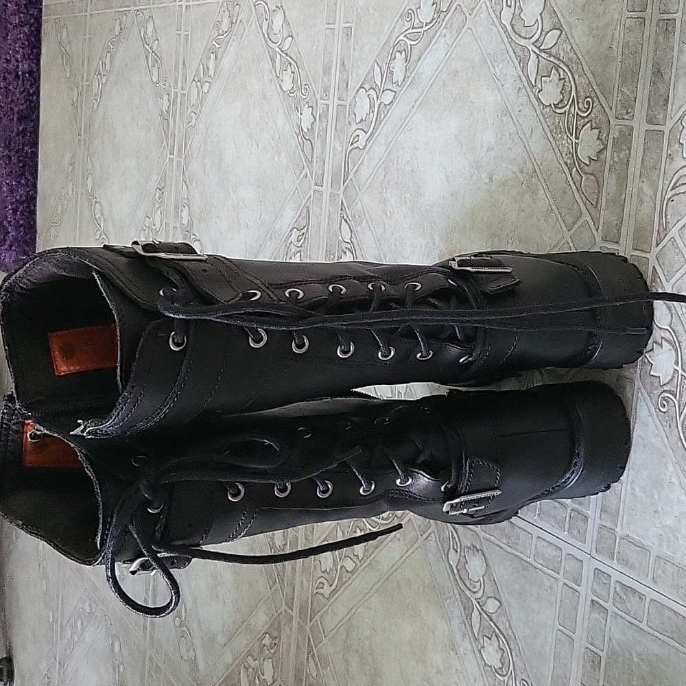 Harley Davidson back lace knee High leather boots